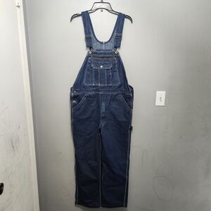 Real Work Men's Denim Overalls Blue Size 34W/29L